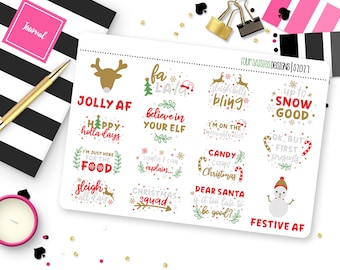 Christmas Quote Planner Stickers for Erin Condren Life Planner, Plum Paper or Mambi Happy Planner || S2027