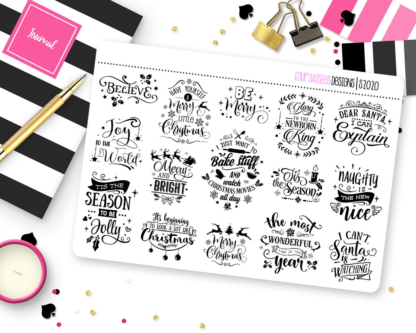 Christmas Quote Planner Stickers for Erin Condren Life Planner, Plum ...