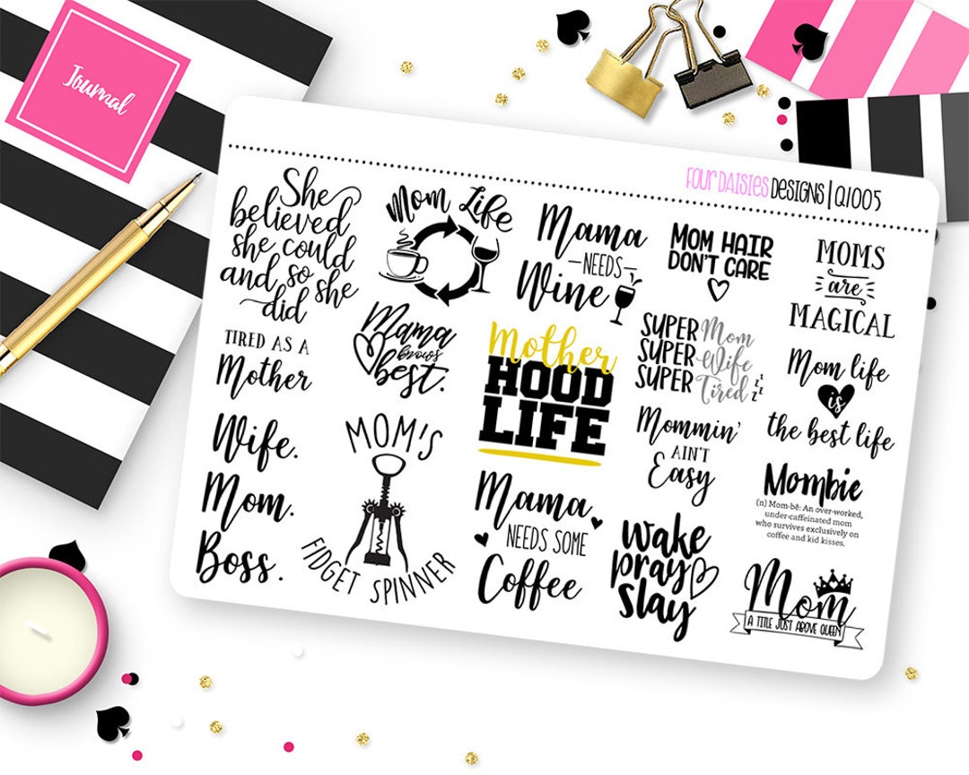 Mom Quotes Planner Stickers for Erin Condren Life Planner, Plum Paper ...