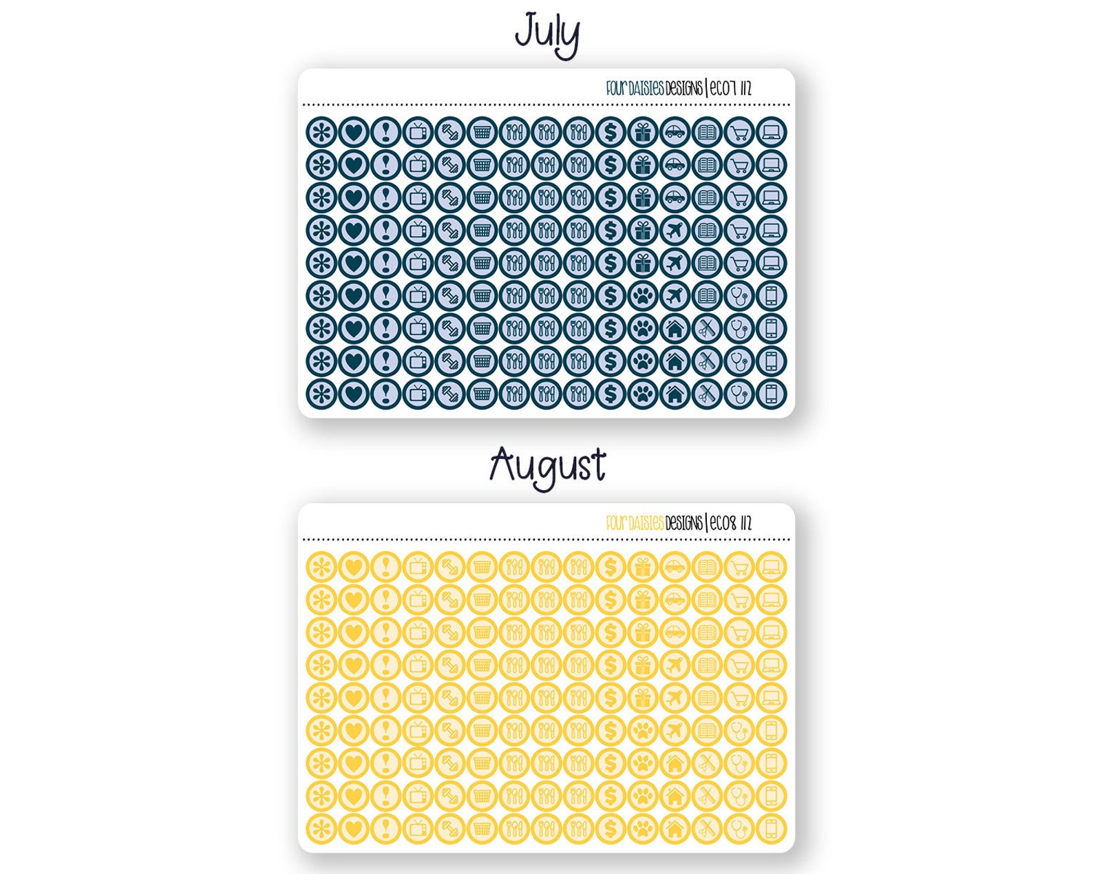 135 EC Icon Dot Planner Stickers for Erin Condren Life Planner, Plum ...