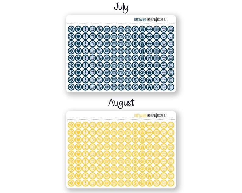 135 EC Icon Dot Planner Stickers for Erin Condren Life Planner, Plum ...