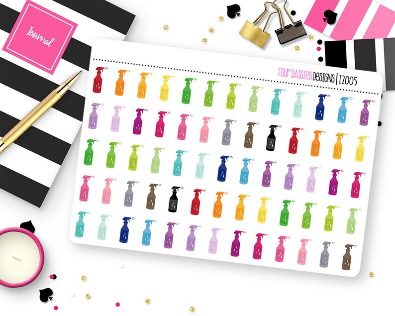 65 Spray Bottle Planner Stickers for Erin Condren Life Planner, Plum Paper or Mambi Happy Planner I2005 image 1