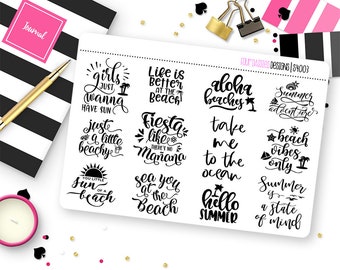 Summer Quotes Planner Stickers for Erin Condren Life Planner, Plum Paper or Mambi Happy Planner || S4003