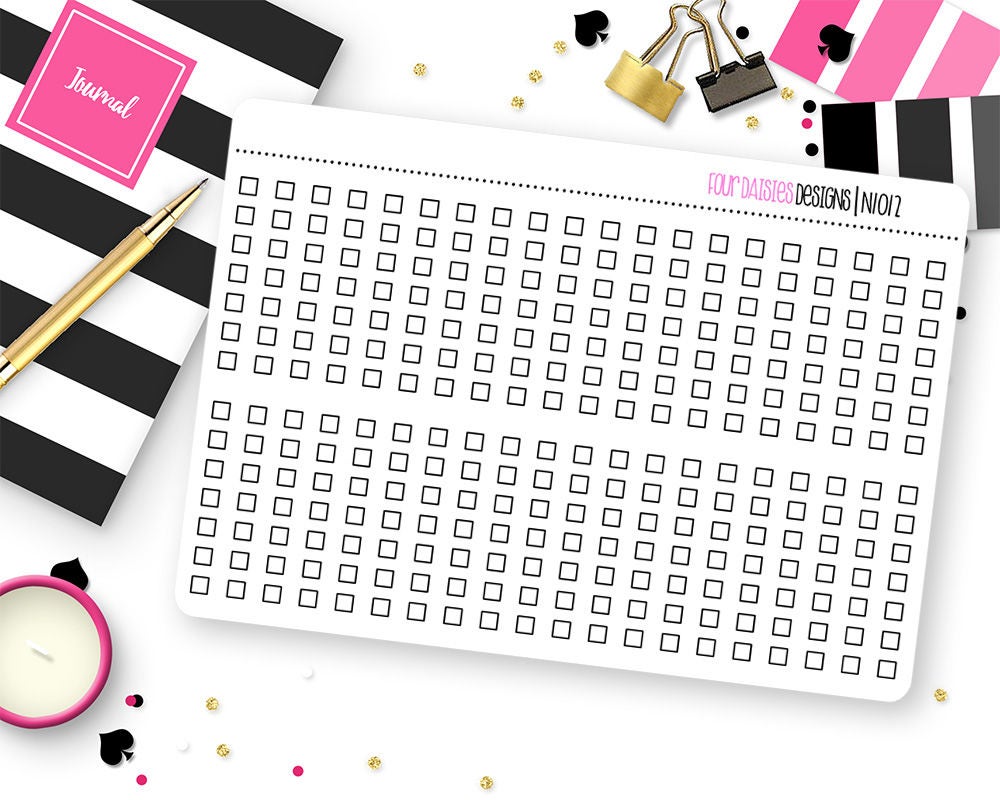 40 Full Box Checklist Strips Planner Stickers for Erin Condren Life ...