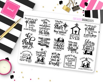 Newborn King Christmas Quote Planner Stickers for Erin Condren Life Planner, Plum Paper or Mambi Happy Planner || S2025