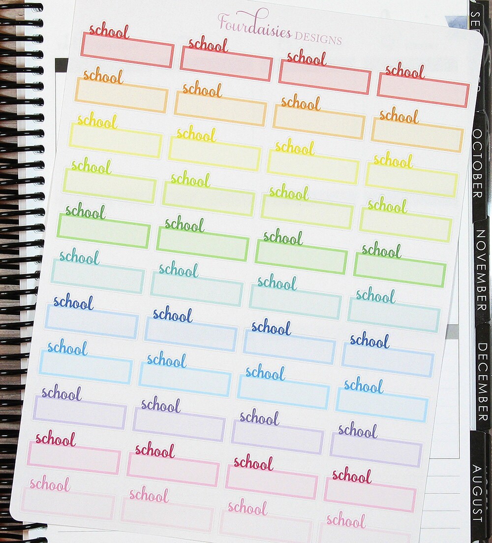 44 School Planner Stickers for Erin Condren Life Planner, Plum Paper or ...