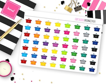 56 Slow Cooker Planner Stickers for Erin Condren Life Planner, Plum Paper, or Mambi Happy Planner || I4013