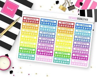 28 No Sweets Habit Tracker Planner Stickers for Erin Condren Life Planner, Plum Paper, or Mambi Happy Planner || R1408