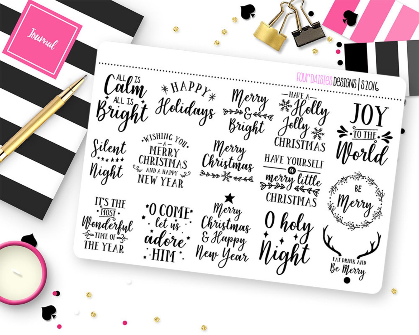 Christmas Quote Planner Stickers for Erin Condren Life Planner, Plum ...