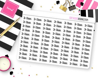 77 To Clean Script Planner Stickers for Erin Condren Life Planner, Plum Paper or Mambi Happy Planner || T1014