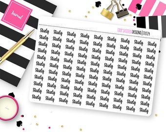 99 Study Script Planner Stickers for Erin Condren Life Planner, Plum Paper or Mambi Happy Planner || T1024