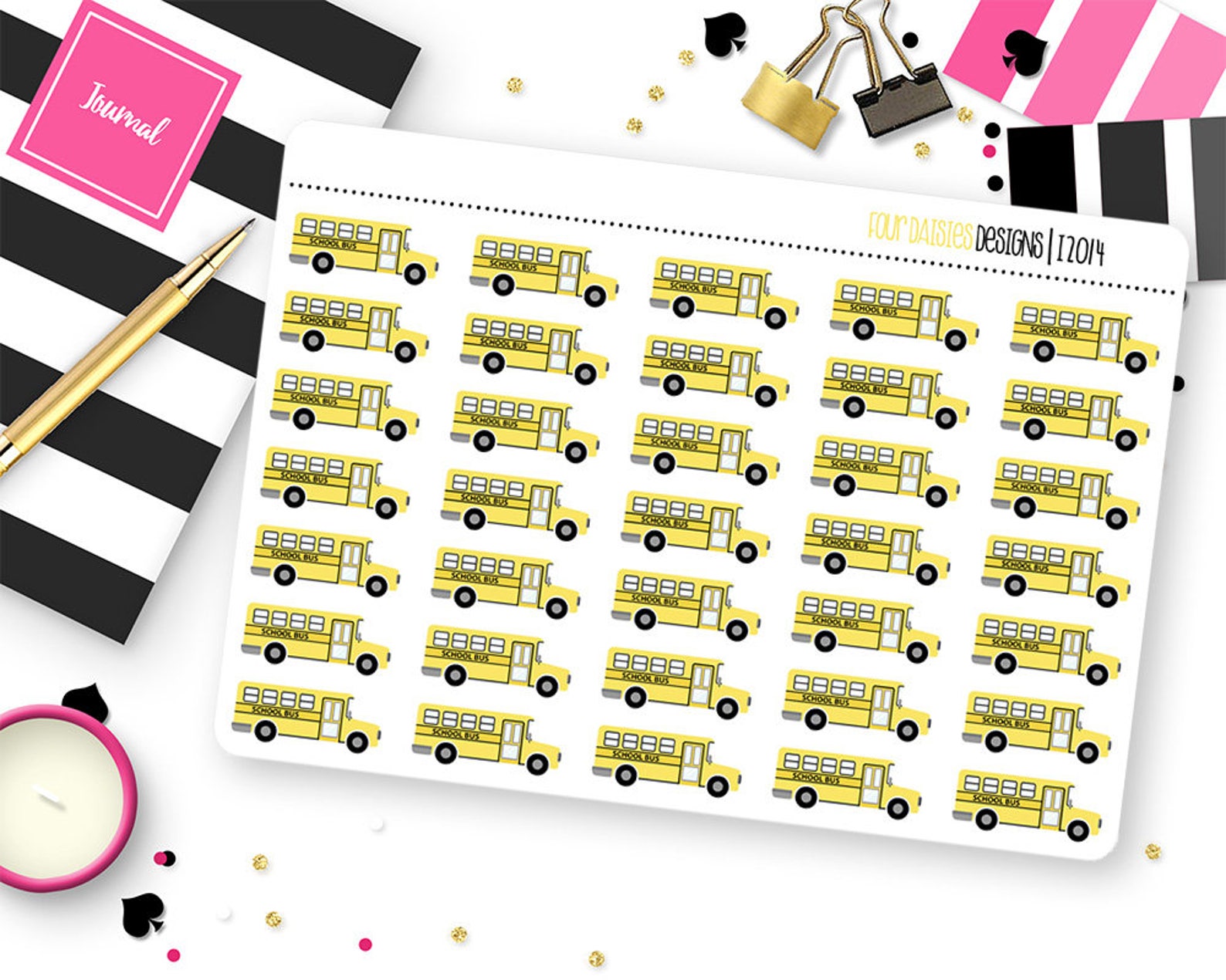 35 School Bus Planner Stickers for Erin Condren Life Planner, Plum ...