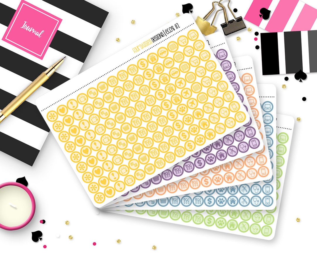 135 EC Icon Dot Planner Stickers for Erin Condren Life Planner, Plum ...