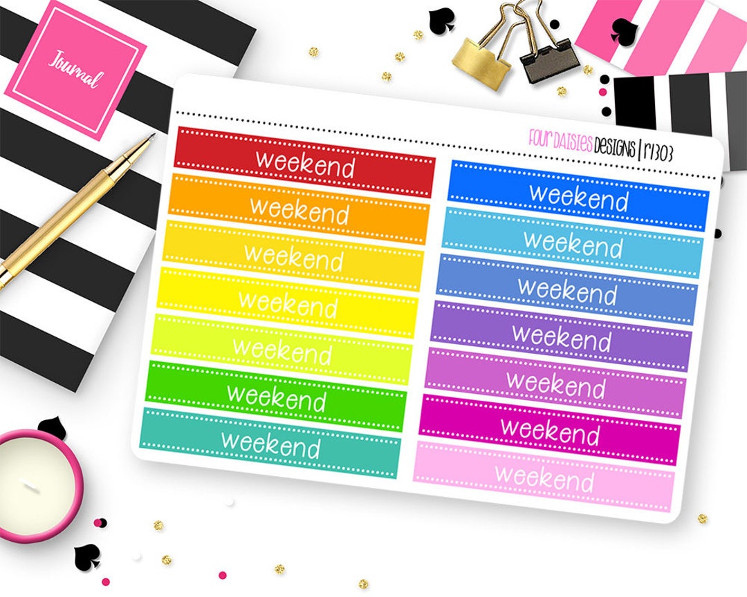 14 Weekend Banner Planner Stickers for Erin Condren Life Planner, Plum ...