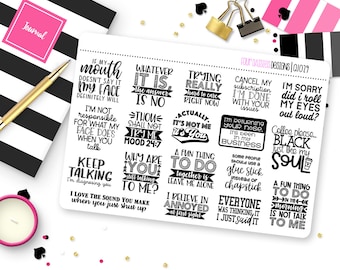 Extra Sassy Quotes Planner Stickers for Erin Condren Life Planner, Plum Paper or Mambi Happy Planner || Q1029