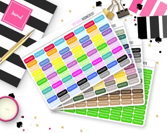 88 Payday Mini Label Stickers for Erin Condren Life Planner, Plum Paper or Mambi Happy Planner || 1210