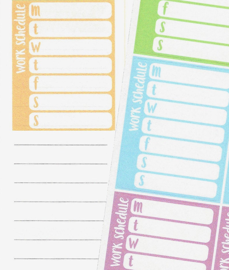 16 Work Schedule Sidebar Trackers for Erin Condren Life Planner, Plum Paper or Mambi Happy Planners 5009 image 5