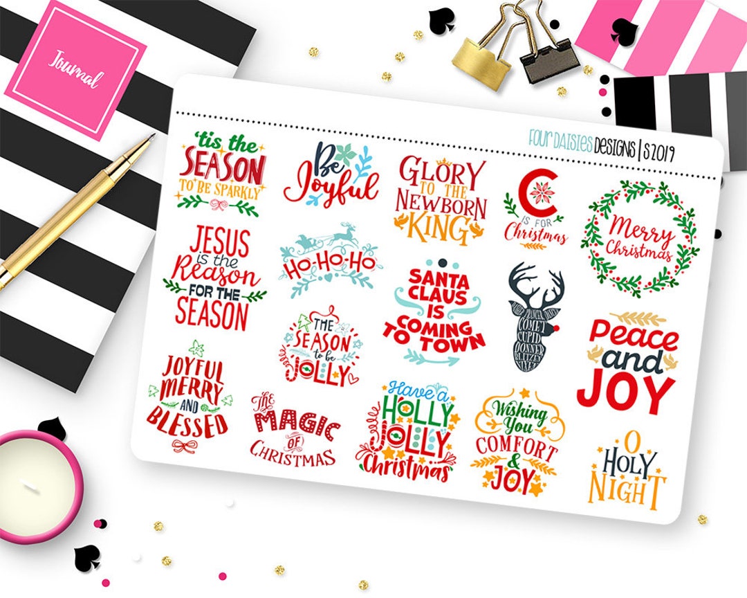 Christmas Quote Planner Stickers for Erin Condren Life Planner, Plum ...