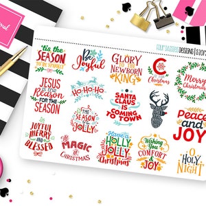 Christmas Quote Planner Stickers for Erin Condren Life Planner, Plum Paper or Mambi Happy Planner || S2019