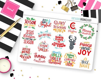 Christmas Quote Planner Stickers for Erin Condren Life Planner, Plum Paper or Mambi Happy Planner || S2019