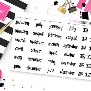 Medium Months Script Planner Stickers for Erin Condren Life Planner, Plum Paper, or Mambi Happy Planner || T1214