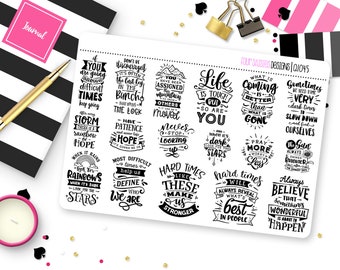 Inspirational Quotes Planner Stickers for Erin Condren Life Planner, Plum Paper or Mambi Happy Planner || Q1045