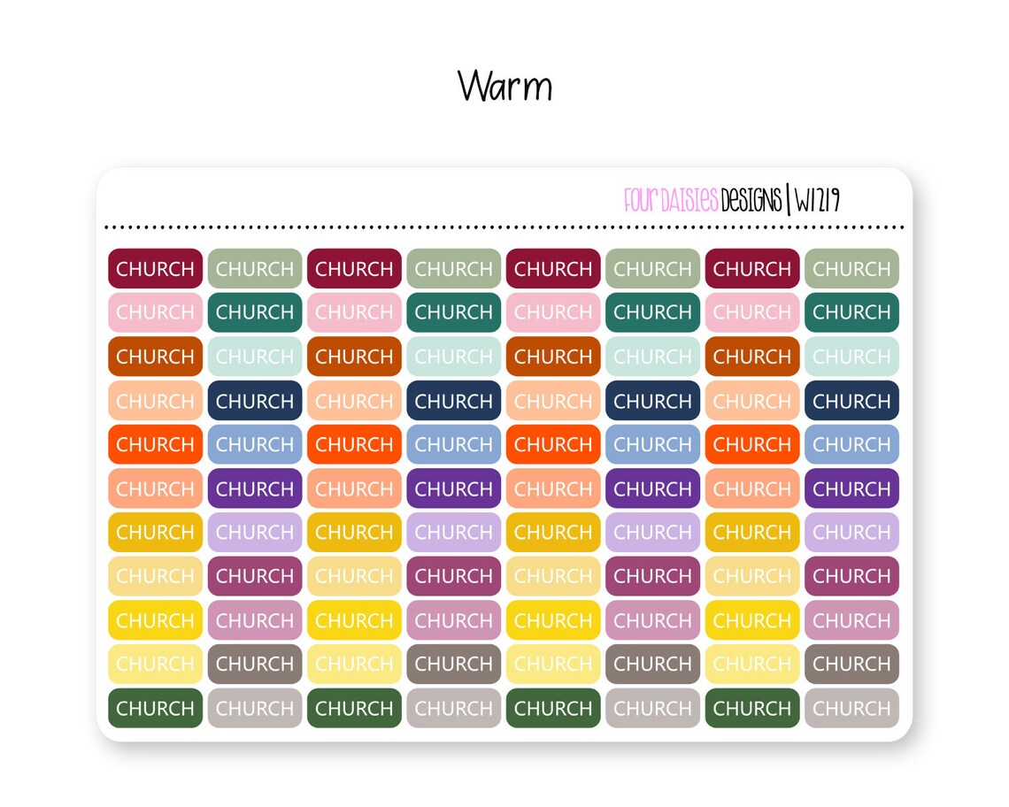 88 Church Mini Label Stickers for Erin Condren Life Planner, Plum Paper ...