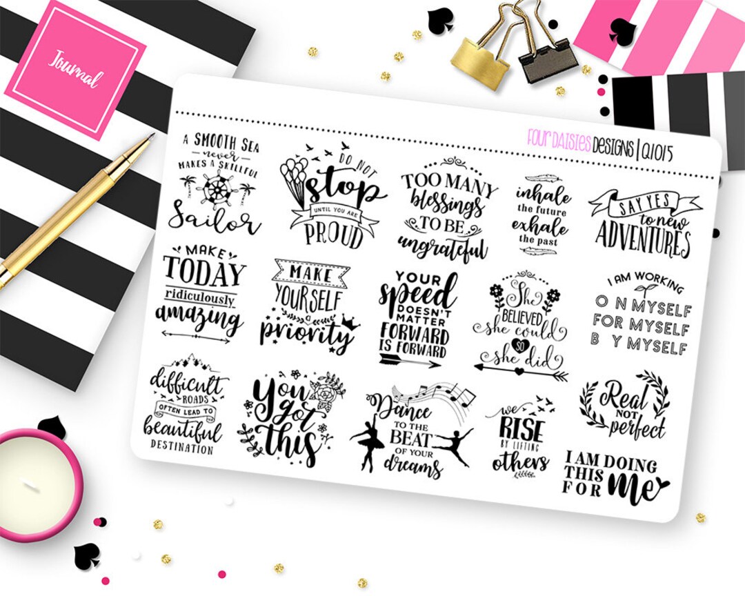 Motivational Quotes Planner Stickers for Erin Condren Life Planner ...
