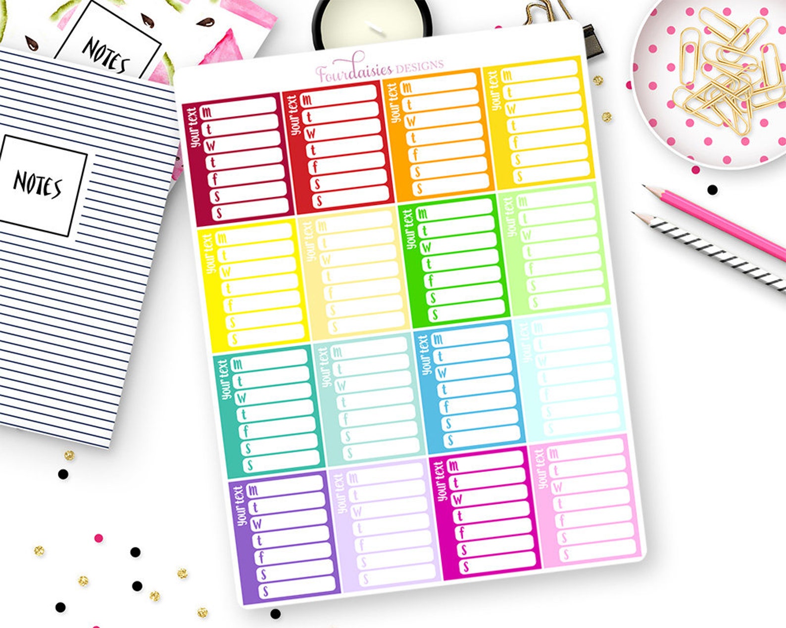 Custom Text/color Sidebar Tracker Stickers for Erin Condren Life ...