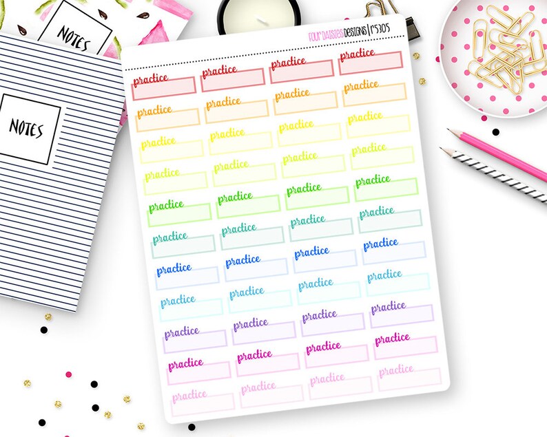 44 Practice Planner Stickers for Erin Condren Life Planner, Plum Paper ...