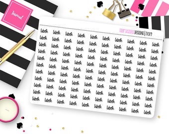110 Work Script Planner Stickers for Erin Condren Life Planner, Plum Paper or Mambi Happy Planner || T1019