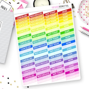 96 Rainbow Cancelled & Rescheduled Stickers for Erin Condren Life ...