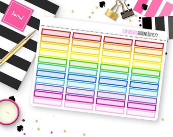 44 Squared Skinny Box Stickers (Color Center) for Erin Condren Life Planner, Plum Paper or Mambi Happy Planners || IME20