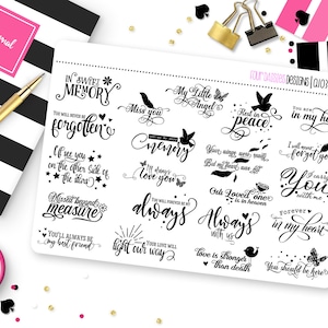 Memorial Quotes Planner Stickers for Erin Condren Life Planner, Plum Paper or Mambi Happy Planner || Q1033