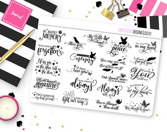 Memorial Quotes Planner Stickers for Erin Condren Life Planner, Plum Paper or Mambi Happy Planner || Q1033