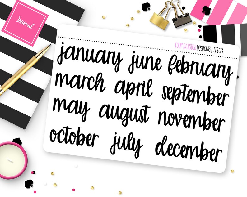 Script Minths Extra Large Months Script Planner Stickers for Erin Condren Life ...