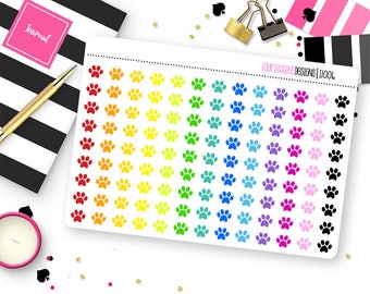 117 Pet Paw Planner Stickers for Erin Condren Life Planner, Plum Paper or Mambi Happy Planner || I1006