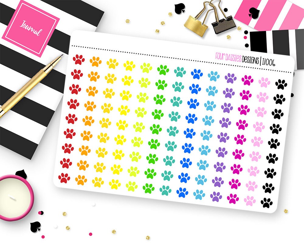 117 Pet Paw Planner Stickers for Erin Condren Life Planner, Plum Paper ...