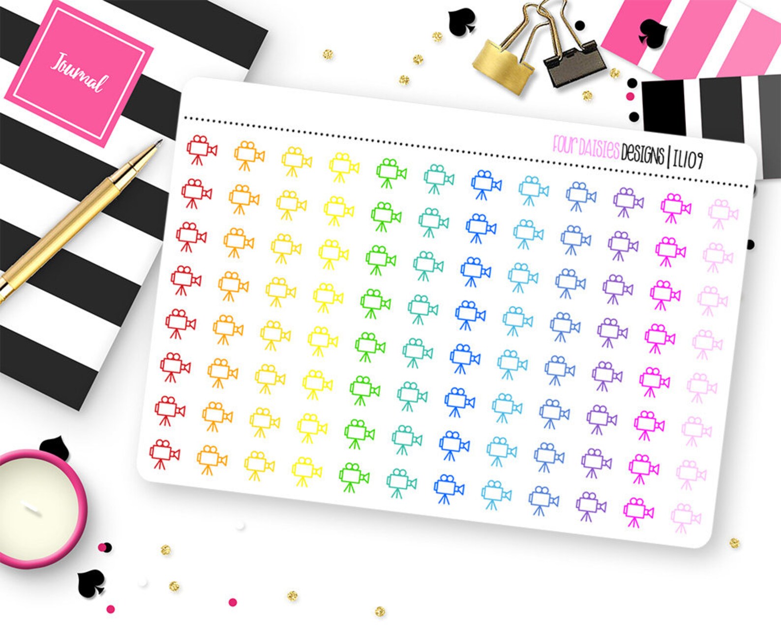 96 Video Camera Icon Planner Stickers for Erin Condren Life Planner ...