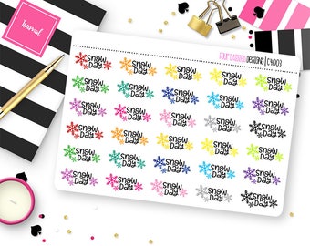30 pegatinas de días de nieve para agendas Erin Condren Life Planner, Plum Paper o Mambi Happy Planner // C4003