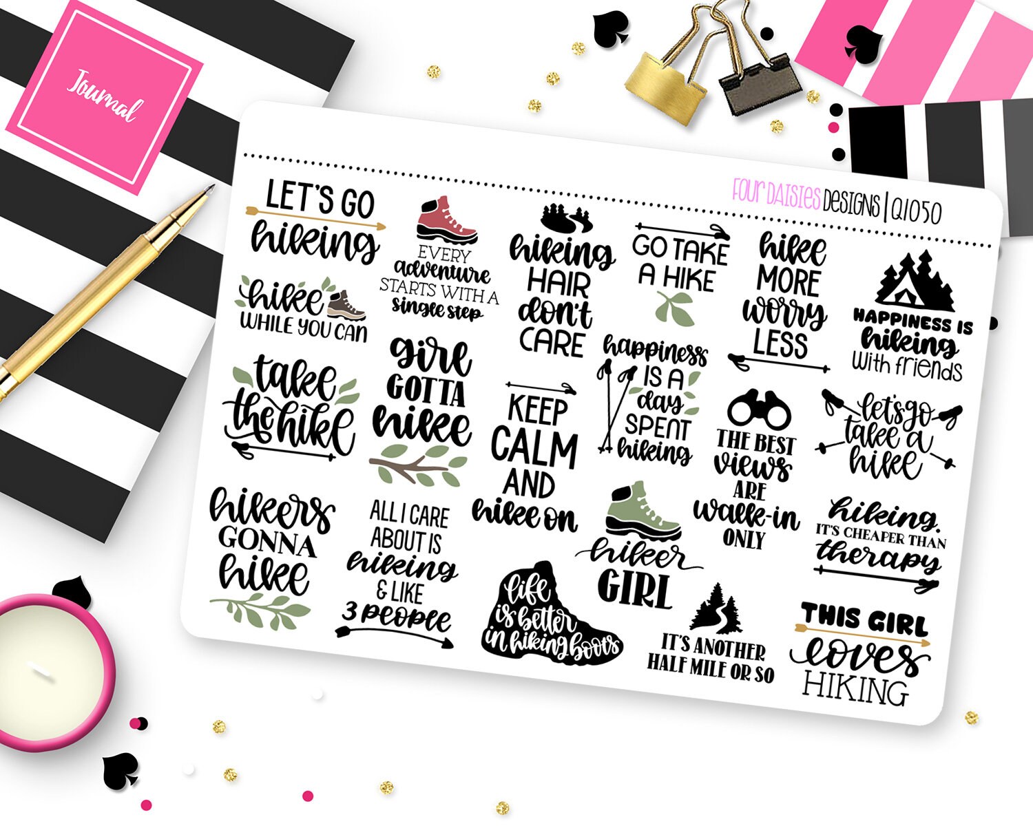 Hiking Quotes Planner Stickers for Erin Condren Life Planner, Plum ...