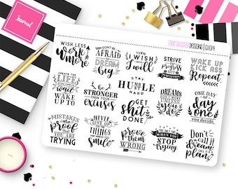 Motivational Quotes Planner Stickers for Erin Condren Life Planner, Plum Paper or Mambi Happy Planner || Q1014
