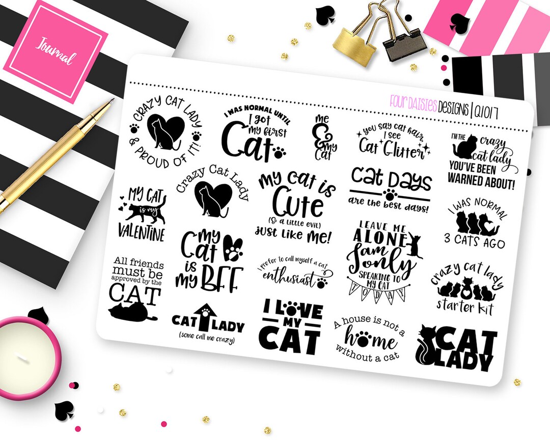 Crazy Cat Lady Quotes Planner Stickers for Erin Condren Life Planner ...