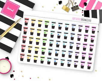 55 Coffee To Go Cup Planner Stickers for Erin Condren Life Planner, Plum Paper, or Mambi Happy Planners || F1101