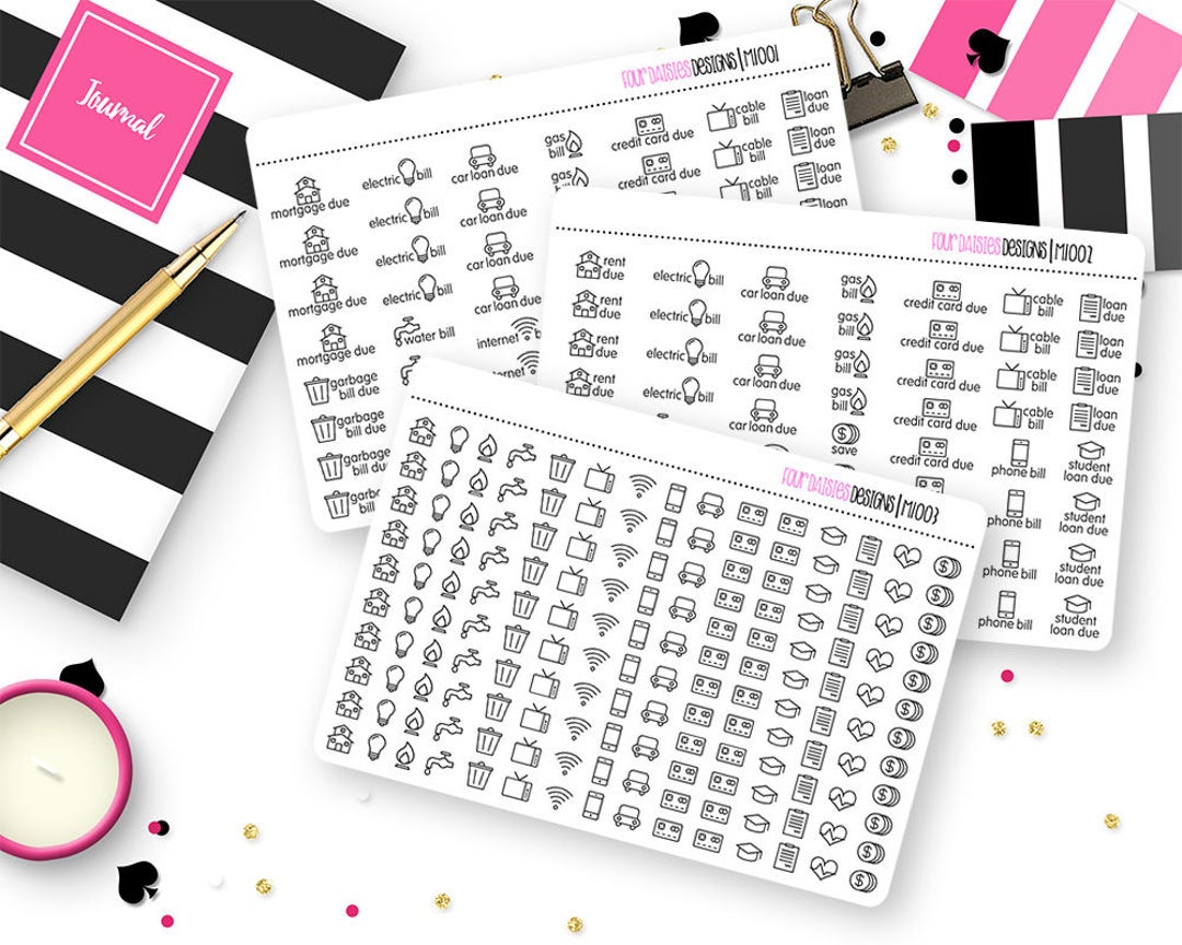 Monthly Bill Pay Reminder Planner Stickers for Erin Condren Life ...