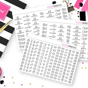 Monthly Bill Pay Reminder Planner Stickers for Erin Condren Life Planner, Plum Paper or Mambi Happy Planners