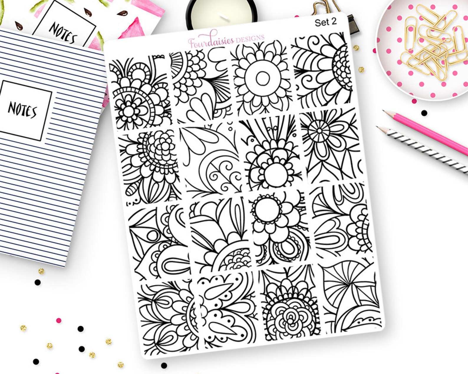 16 Coloring Box Stickers for Erin Condren Life Planner, Plum Paper ...