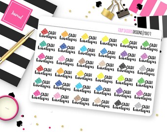 36 Cash Envelope Planner Stickers for Erin Condren Life Planner, Plum Paper, or Mambi Happy Planner || M1107