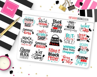 Black Friday Christmas Shopping Quote Planner Stickers for Erin Condren Life Planner, Plum Paper or Mambi Happy Planner || S2028