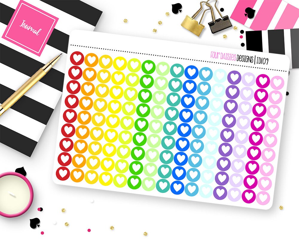 135 Heart Icon Dot Planner Stickers for Erin Condren Life Planner, Plum ...